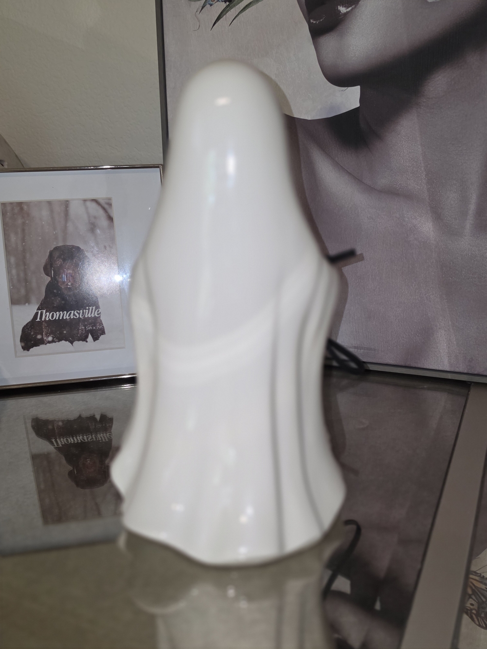 Ceramic Halloween Ghost Figurine with Pumpkin Accent - White - Picture 6 of 8